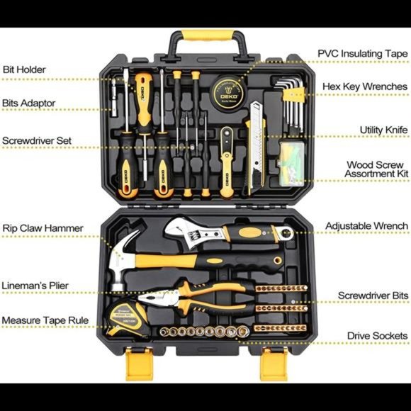 Father's Day 100 Piece Home Repair Tool SetS,Plastic Tool Box Storage - Picture 3 of 7